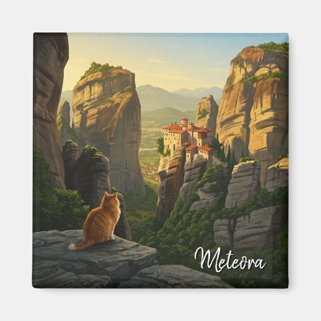 Imán Gato en Meteora Grecia Viaje (Frente)