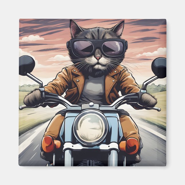 Imán Gato en moto (Frente)