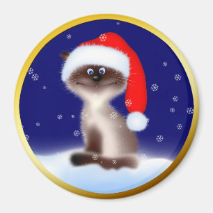 Imán Gato en Santa Hat