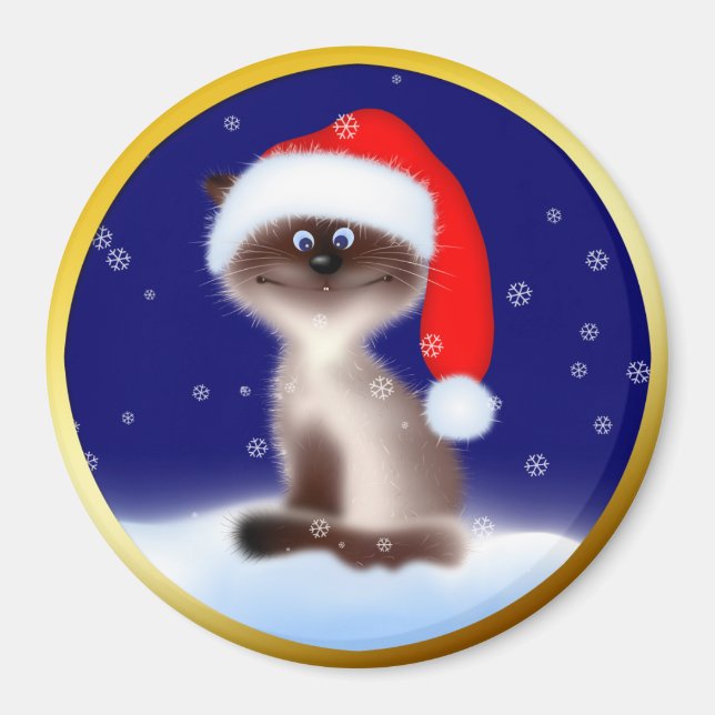 Imán Gato en Santa Hat (Frente)