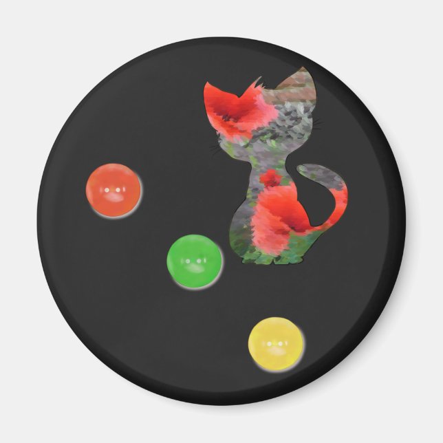 Imán Gato en schwarz-bunt (Frente)