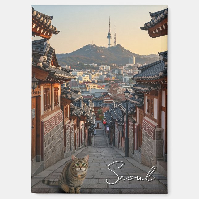 Imán Gato en Seúl Bukchon, Corea del Sur (Anverso)