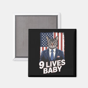 Imán Gato en Suite con Cabello de Trump Bandera America