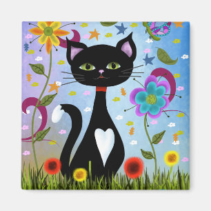Imán Gato en un jardín arte abstracto