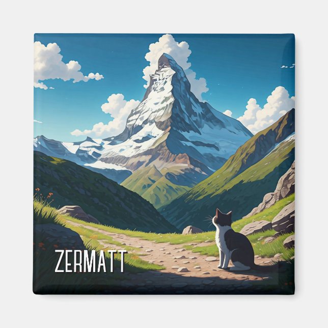 Imán Gato en Zermatt Suiza Matterhorn (Frente)
