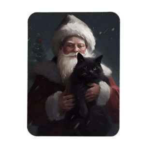 Imán Gato Esmoquin con Papá Noel Festivo de Navidad