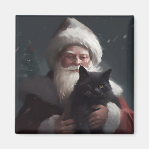 Imán Gato esmoquin con Santa Claus navideño festivo
