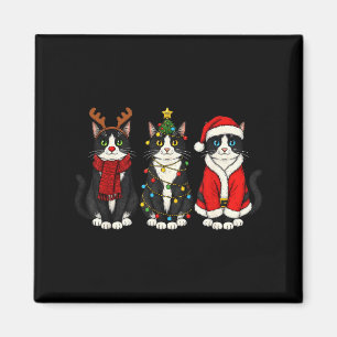 Imán Gato esmoquin de Navidad retro Reno Santa