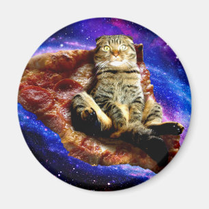 Imán Gato espacial tirado en una pizza