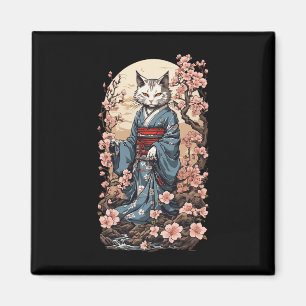 Imán Gato fantasma con kimono japonés Yokai folklore de