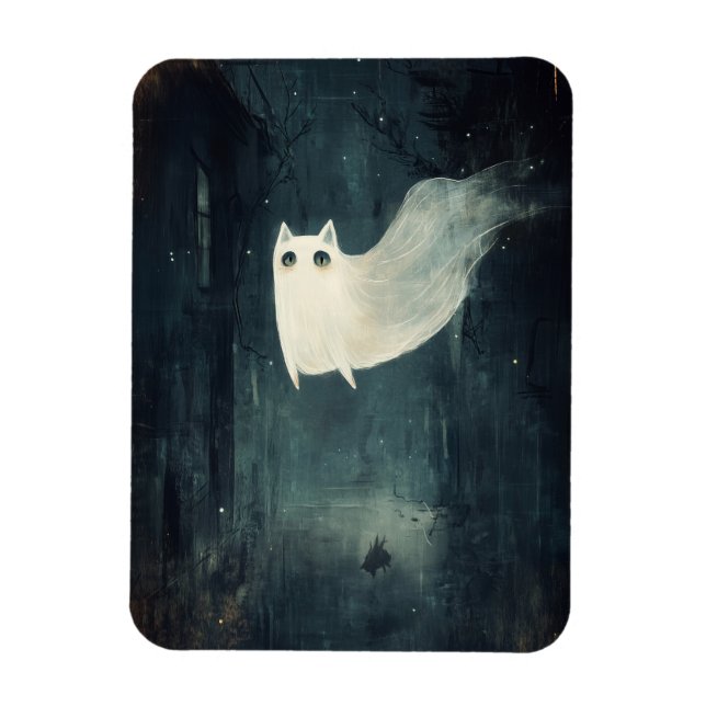 Imán Gato fantasma de Halloween (Vertical)