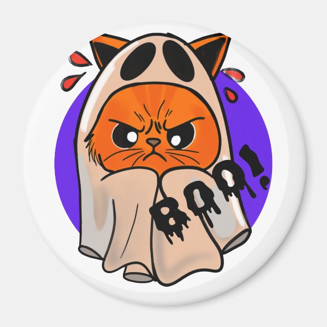 Imán Gato Fantasma Enojado (Frente)