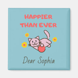 Imán Gato feliz con flores