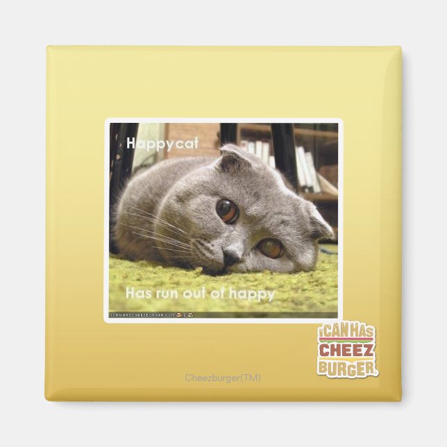 Imán Gato feliz, descontento (Frente)