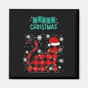 Imán Gato Feliz Navidad Cuadrillé Gráfico Para Amante d