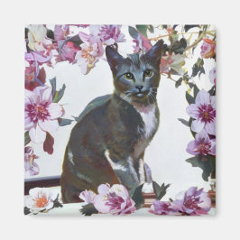 Imán Gato floral