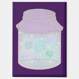Imán Gato Galaxia en un Tarro Arte Kawaii de Gato Esp