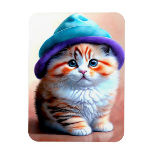 Imán Gato gatito en Gorra en KITTEN adorable de ART