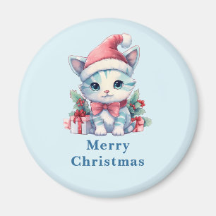 Imán Gato gatito lindo en un sombrero de Santa Navidad