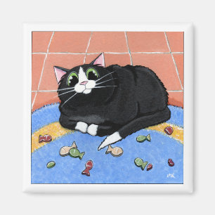 Imán Gato gordo y una manta del arte del gato de las