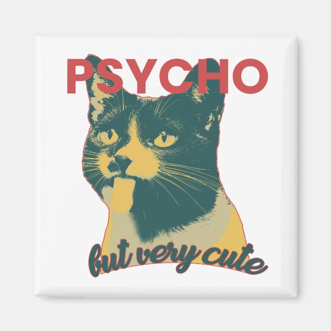 Imán Gato gracioso con lengua fuera (Frente)