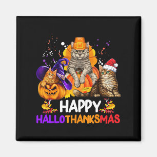 Imán Gato gracioso Feliz Hallothanksmas Halloween Thank