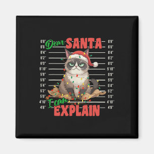 Imán Gato gracioso Mugshot Querido Papá Noel Puedo Expl