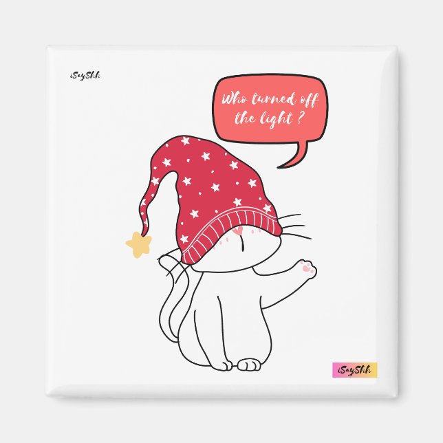 Imán gato gracioso, que apagó la luz (Frente)