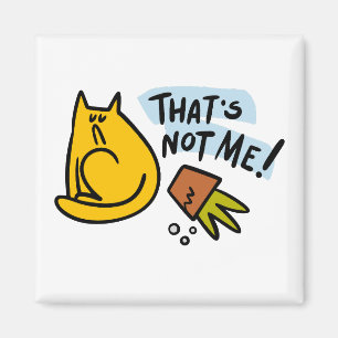 Imán Gato gracioso y una maceta de flores volteada