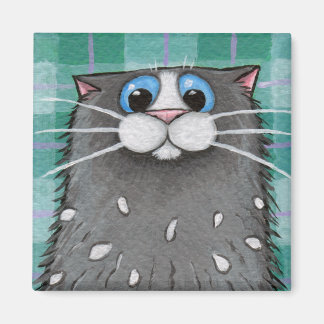 Imán gato gris con carga estática