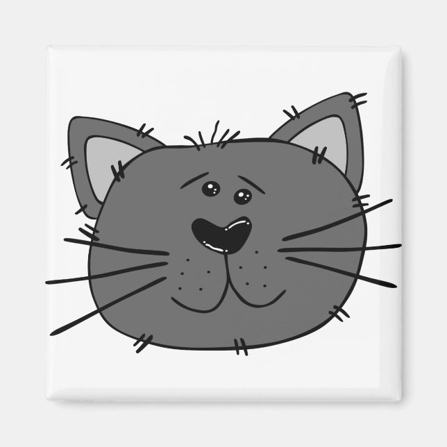 Imán Gato Gris felino Face Feline Carnivore Gray (Frente)