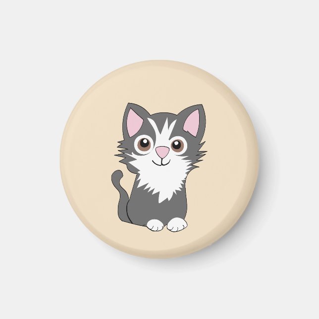 Imán Gato gris y blanco (Frente)