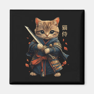 Imán Gato guerrero japonés gato samurai tattoo Kawaii N
