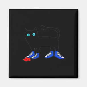Imán Gato Harris con tela azul zapatillas de tela rojo