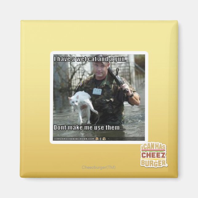 Imán Gato húmedo y arma (Frente)