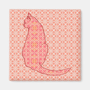 Imán Gato japonés: Batik Naranja de coral
