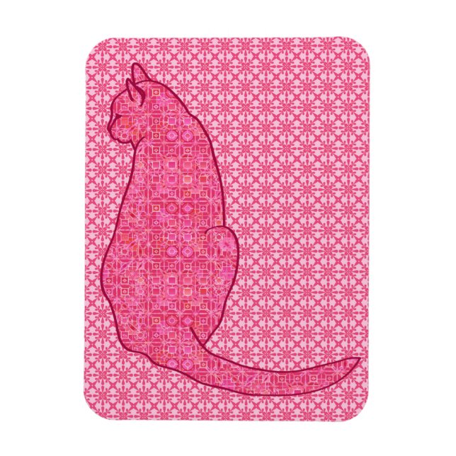 Imán Gato japonés - Batik rosa de fucsia (Vertical)