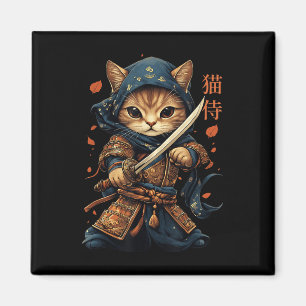 Imán Gato japonés samurai tattoo Kawaii Ninja gato W