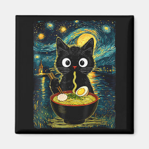 Imán Gato japonés vintage Ramen Noche estrellada Van Go