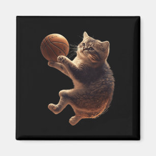Imán Gato Jugando Bysketbyll Divertido Gatos Mamá Meow