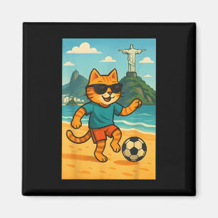 Imán Gato Jugando Fútbol Dulce Deporte Río De Janeiro B