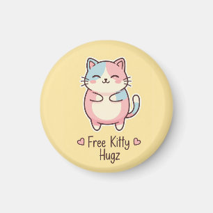 Imán Gato Kawaii Adorable "Abrazos de Cachorro Gratis" 