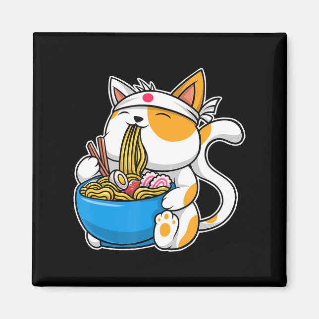 Imán Gato kawaii anime comida japonesa neko gato (Frente)