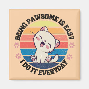 Imán Gato kawaii blanco