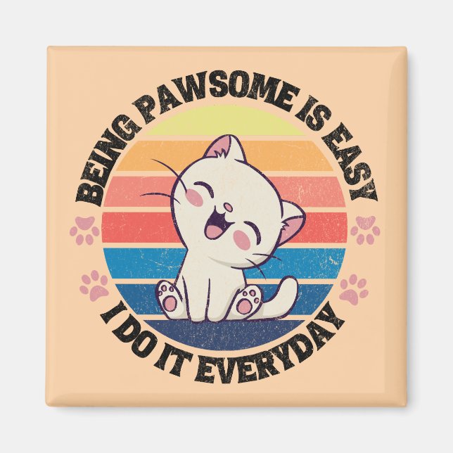 Imán Gato kawaii blanco (Frente)