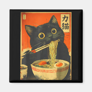 Imán Gato Kawaii Comiendo Fideos Ramen Divertido Regalo