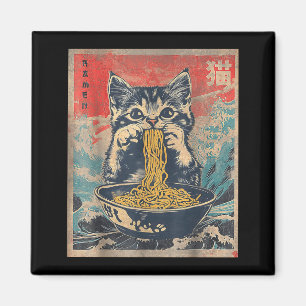 Imán Gato Kawaii Comiendo Fideos Ramen Regalo Divertido