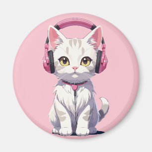 Imán Gato Kawaii con Auriculares