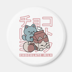 Imán Gato Kawaii con Leche de Chocolate – Arte Pop Japo