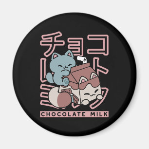 Imán Gato Kawaii con Leche de Chocolate – Arte Pop Japo